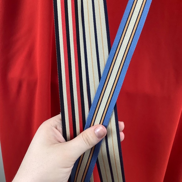 Monse Grosgrain Tie Halter Midi Dress Red Multi - Picture 7 of 7